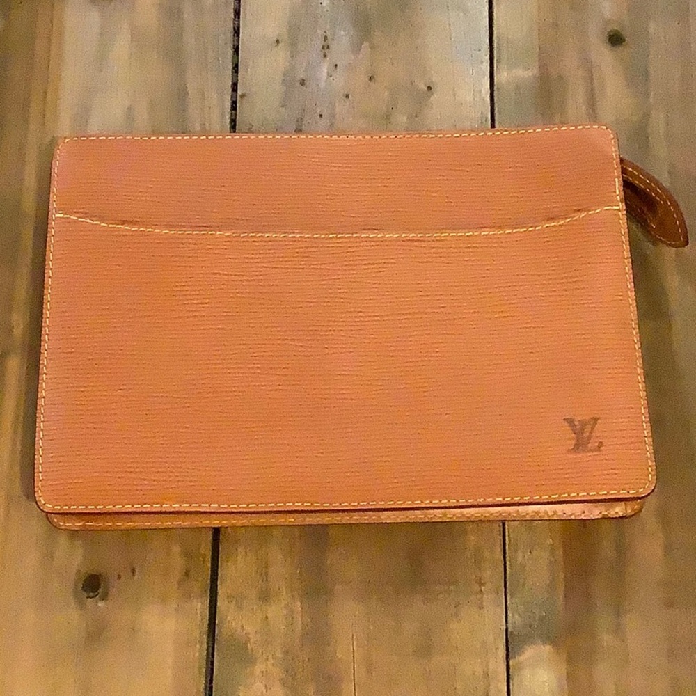 Louis Vuitton Tan Epi Leather Wristlet Clutch